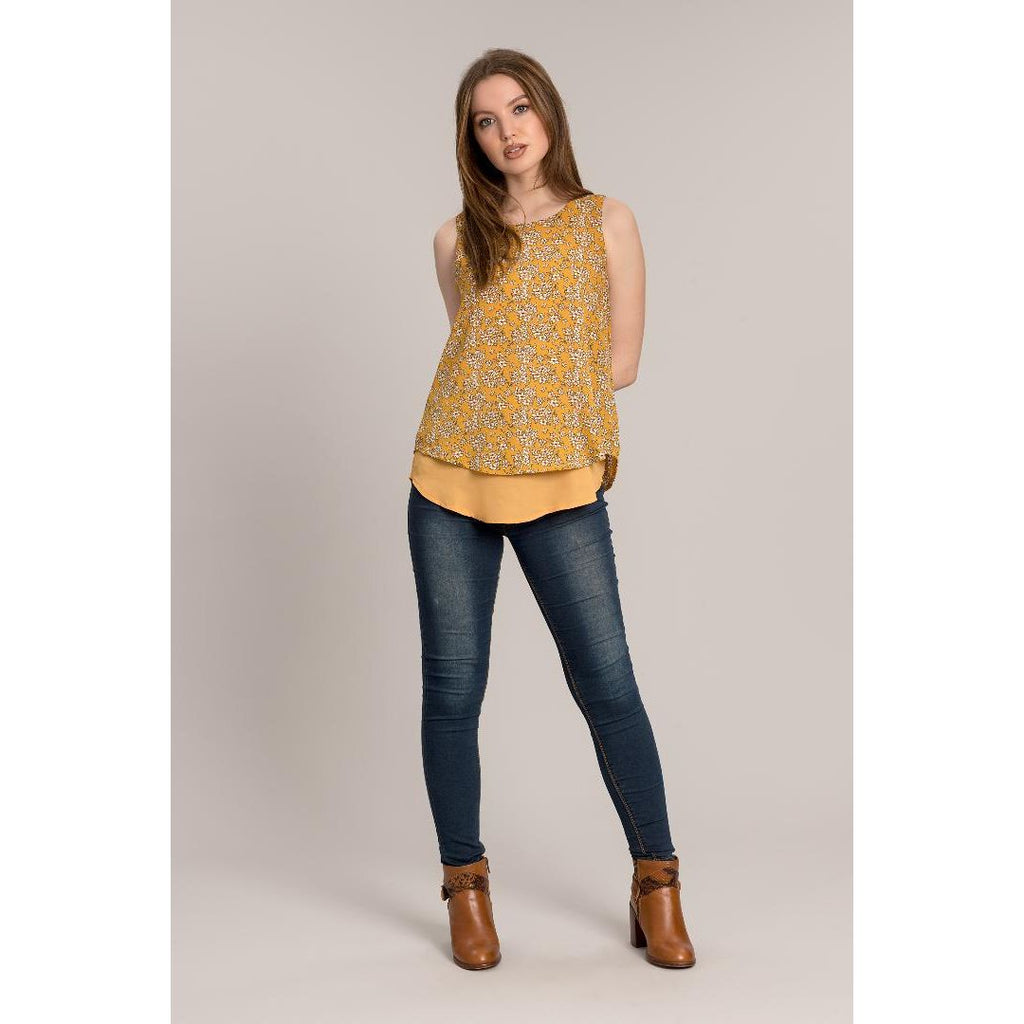 Solo Sleeveless Layererd Top - Mustard - Beales department store