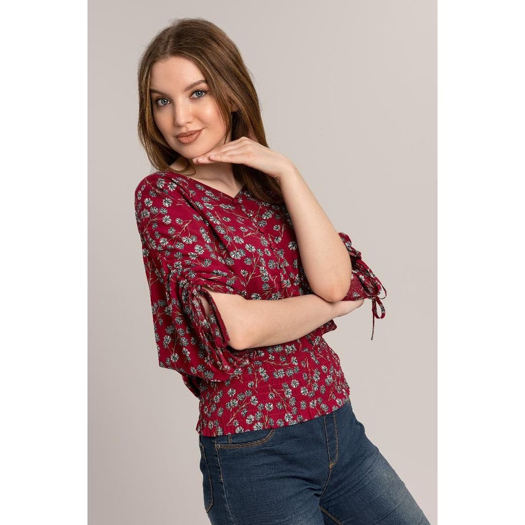 Solo Top Smock Waist - Raspberry - Beales department store