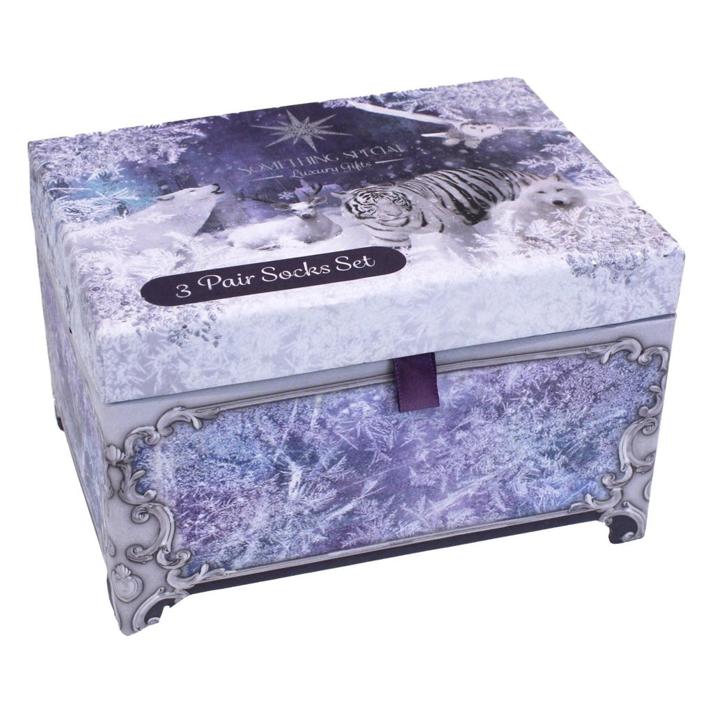 Something Special Gifts 3 - Pair Sock Set In Jewellery Box - Ice Blue - Beales department store