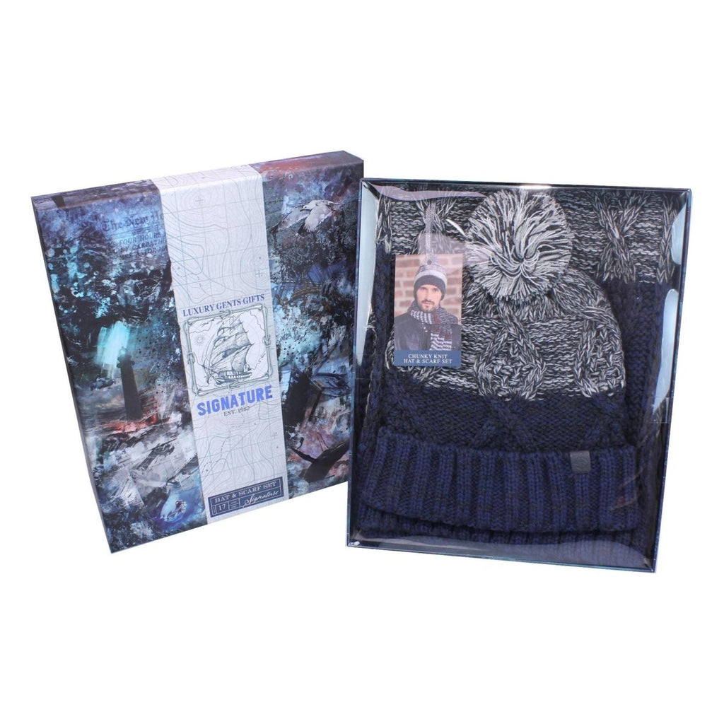 Something Special Gifts Chunky Knit Hat & Scarf Set - Navy - Beales department store