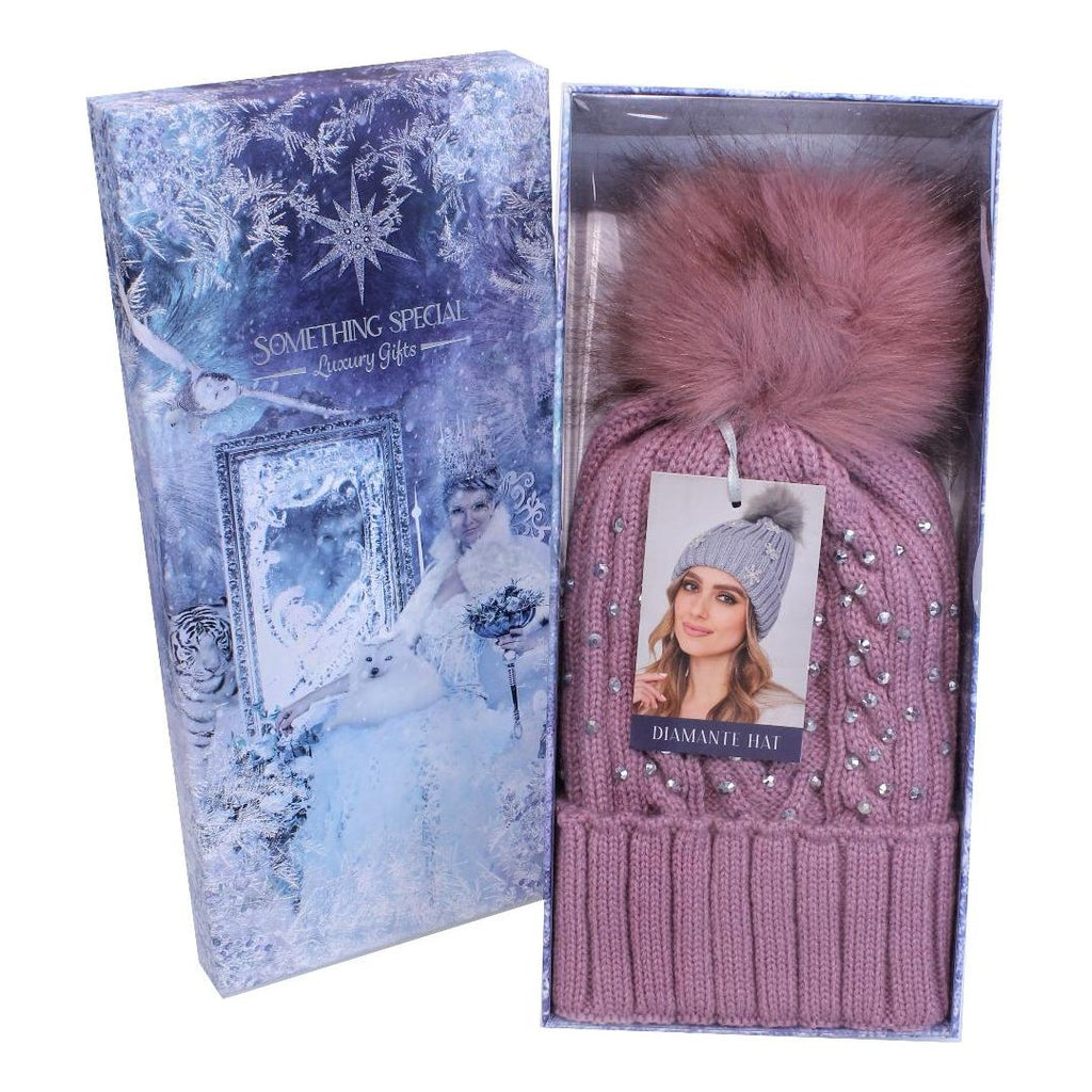 Something Special Gifts Diamante Hat - Mauve - Beales department store