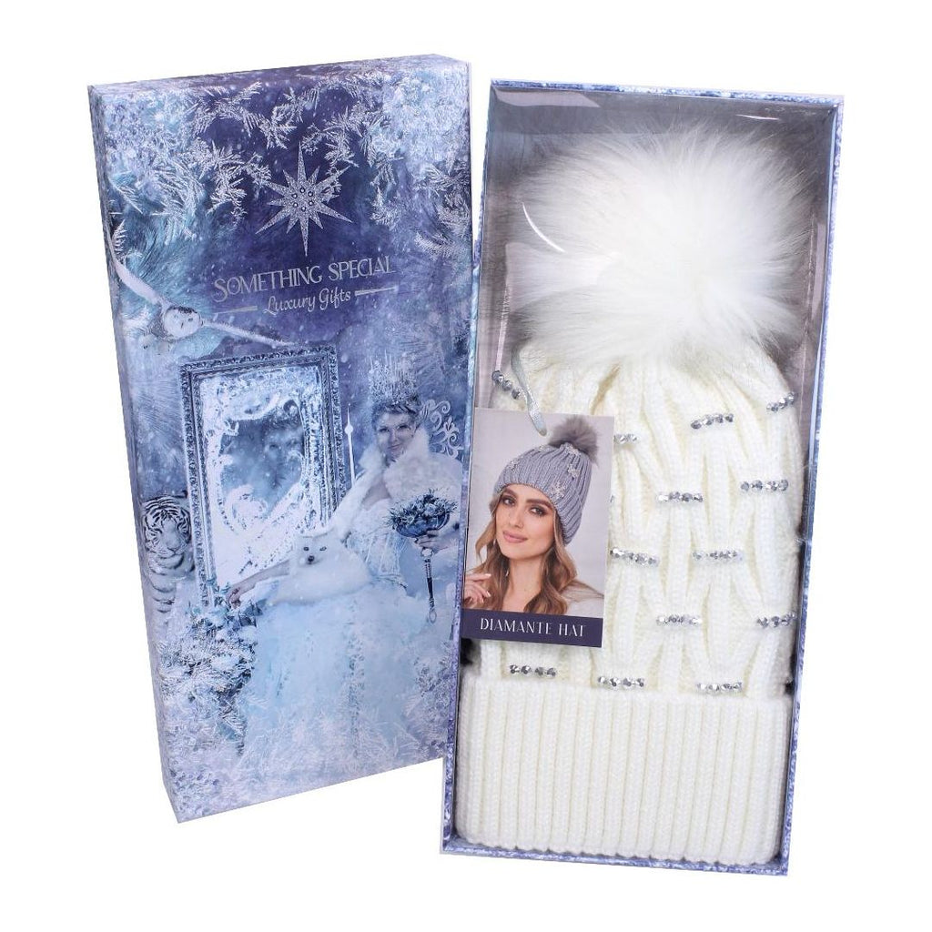 Something Special Gifts Diamante Hat - Off White - Beales department store