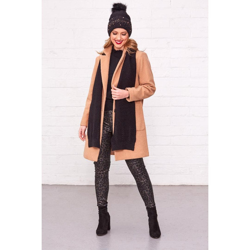 Something Special Gifts Gold Diamante & Pearl Hat & Scarf Set - Black - Beales department store