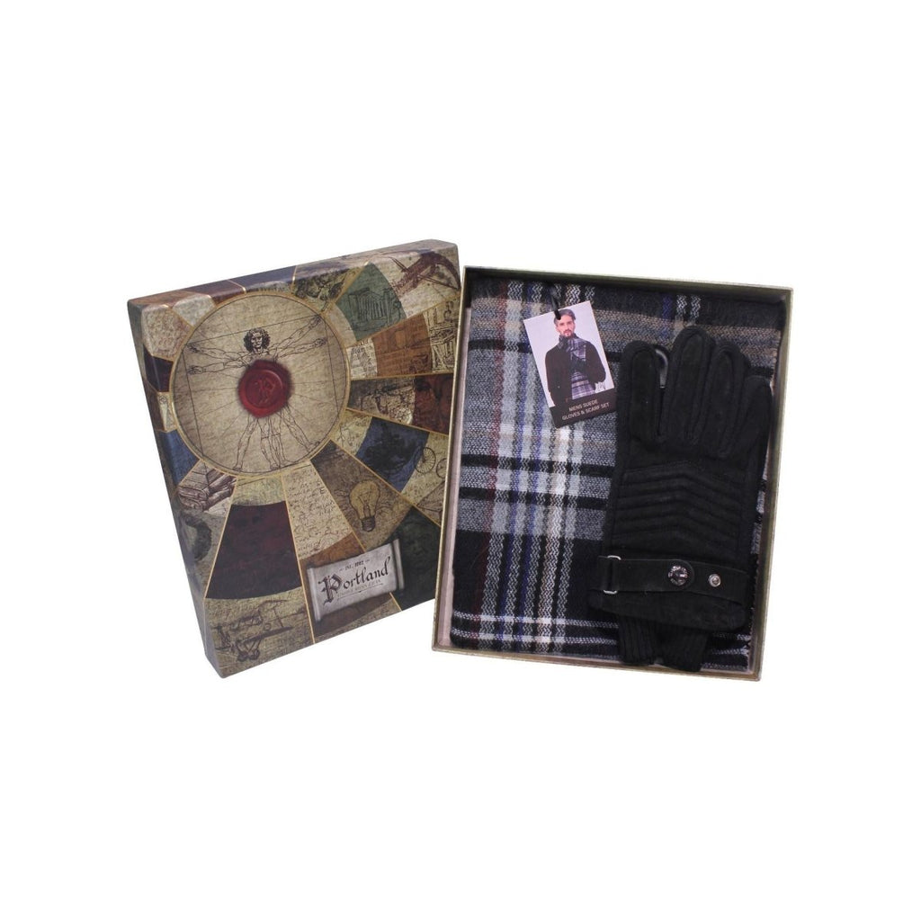 Something Special Gifts Mens Leather Gloves & Scarf Set - Black - Beales department store