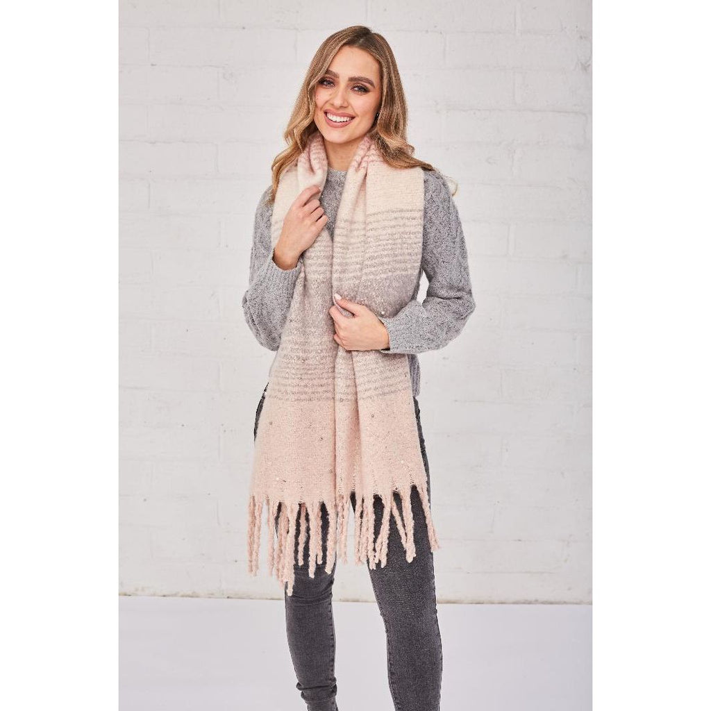 Something Special Gifts Pearl & Sequin Supersoft Oversize Scarf - Dusty Pink - Beales department store