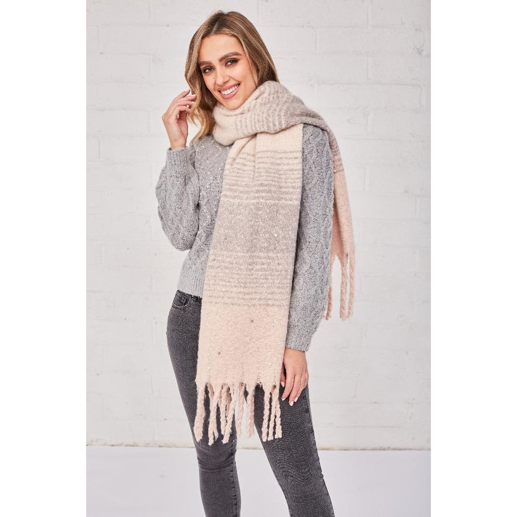 Something Special Gifts Pearl & Sequin Supersoft Oversize Scarf - Dusty Pink - Beales department store