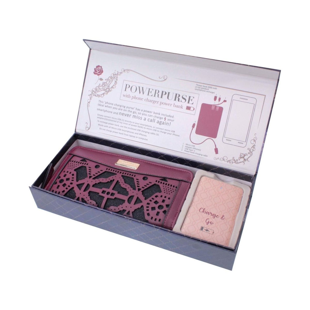 Something Special Gifts Power Purse With Powerbank - Burgundy - Beales department store