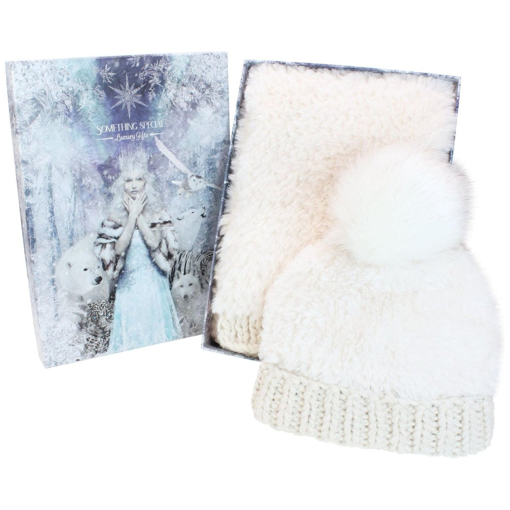 Something Special Gifts Super Fluffy Cable Hat & Scarf Set - Cream - Beales department store