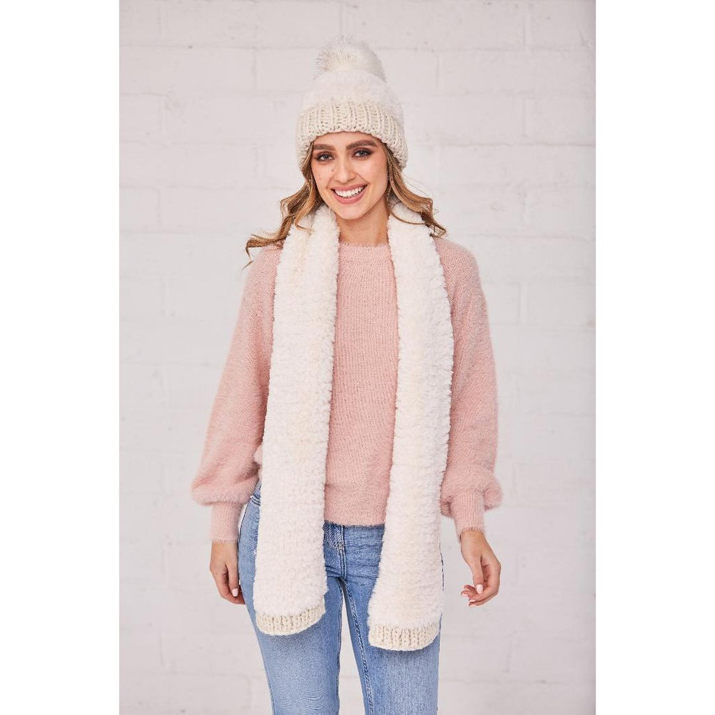 Something Special Gifts Super Fluffy Cable Hat & Scarf Set - Cream - Beales department store