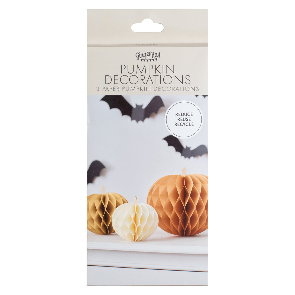 Halloween Paper Honeycomb Pumpkins