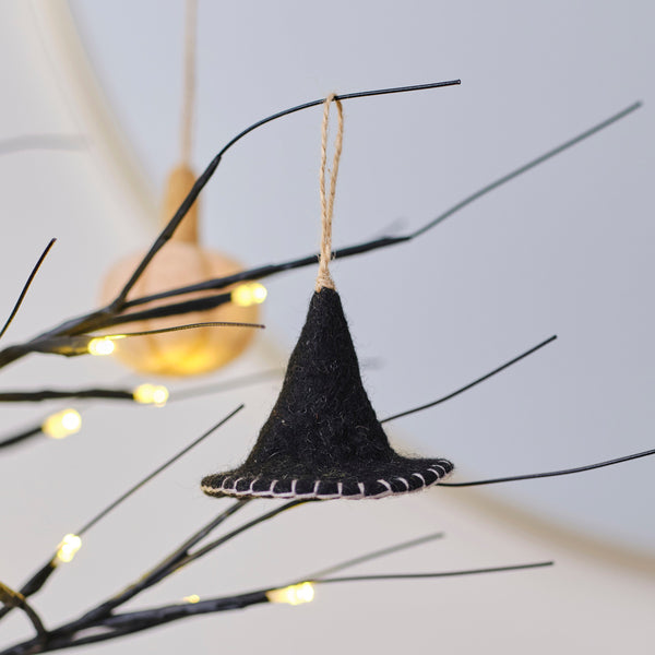 Felt Witches Hat Halloween Tree Decoration- 5 Inner Pack