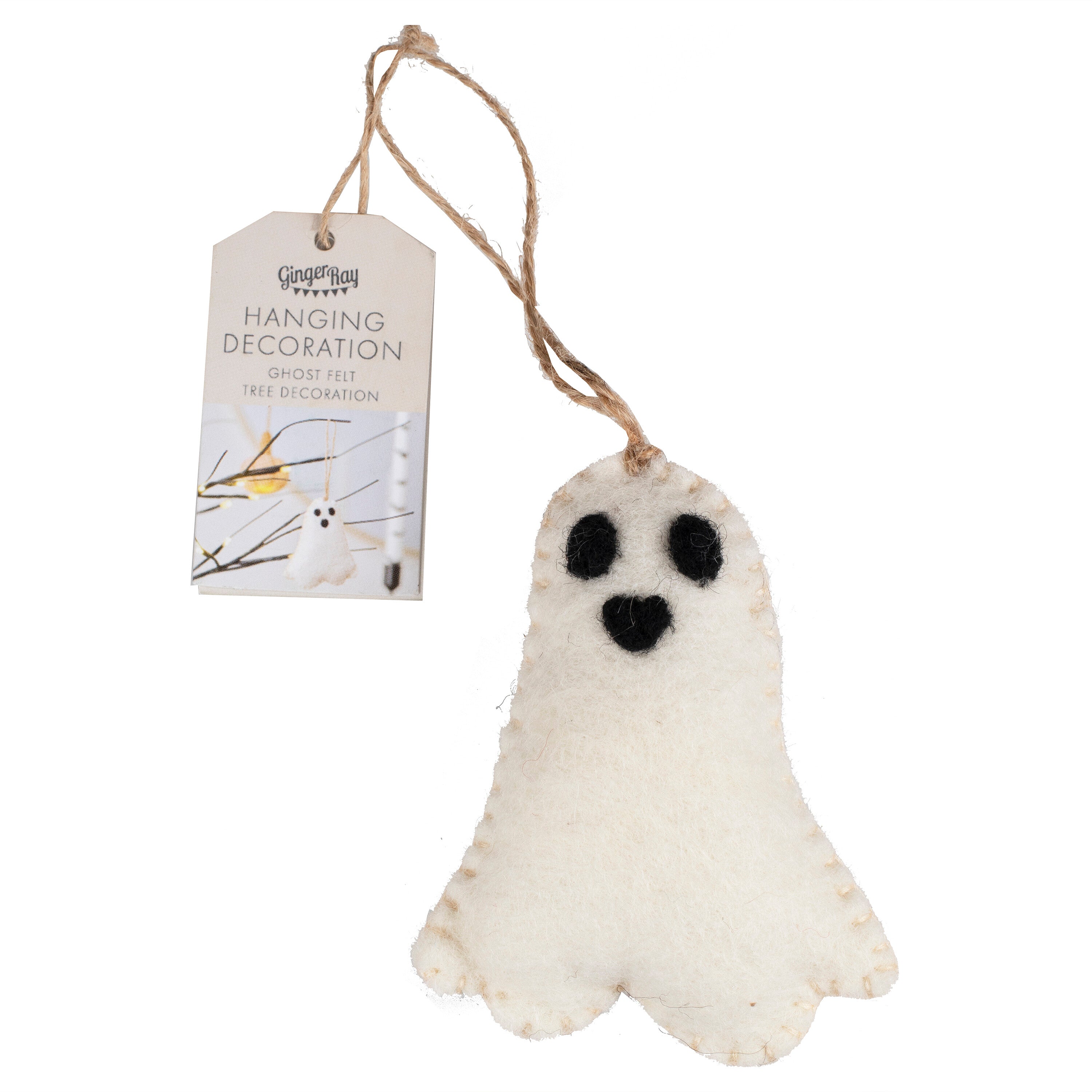 Ghost Felt Hanging Halloween Tree Decoration- 5 Inner Pack