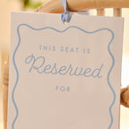 Cream and Blue Customisable Reserved Chair Wedding Signs- 5 Inner Pack