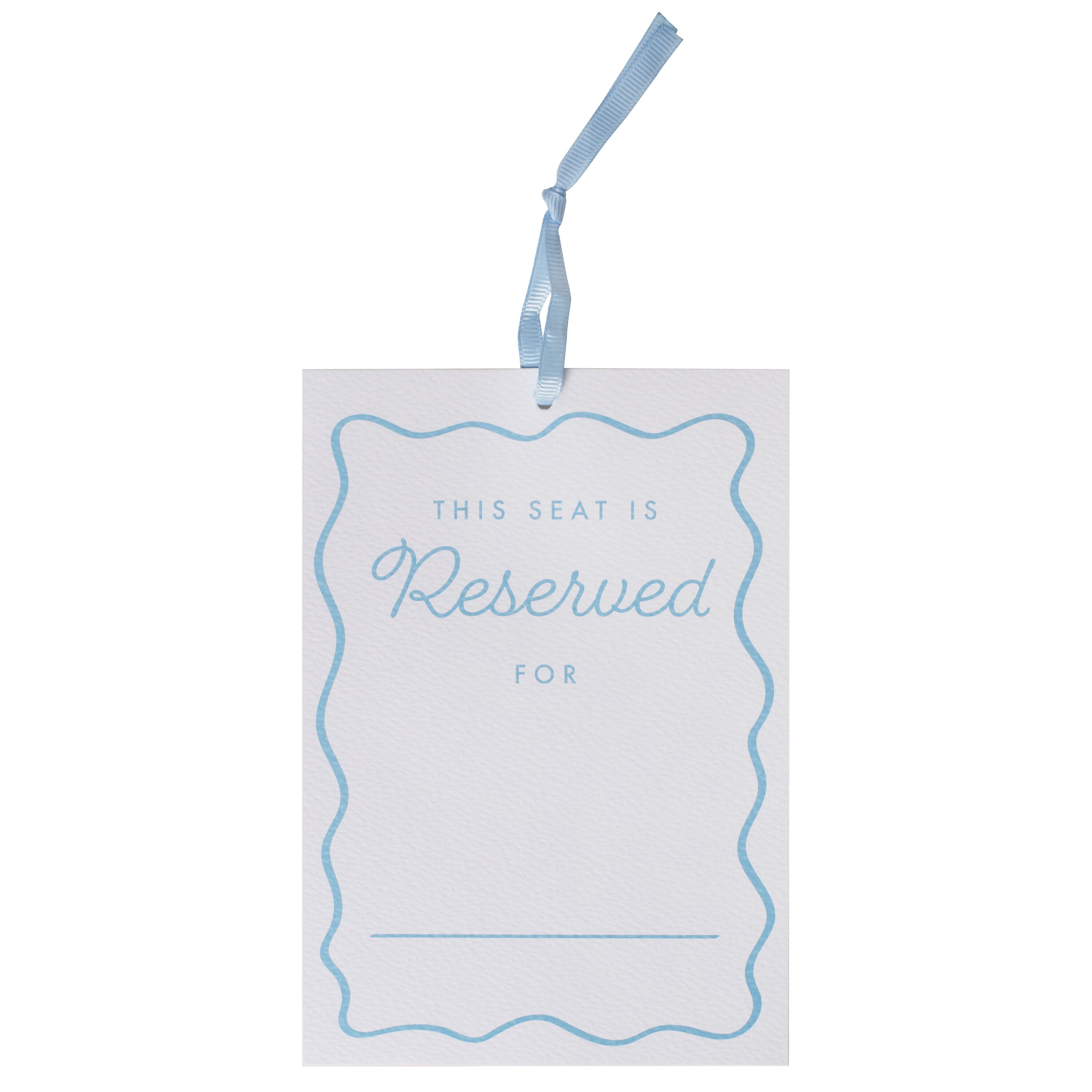 Cream and Blue Customisable Reserved Chair Wedding Signs- 5 Inner Pack