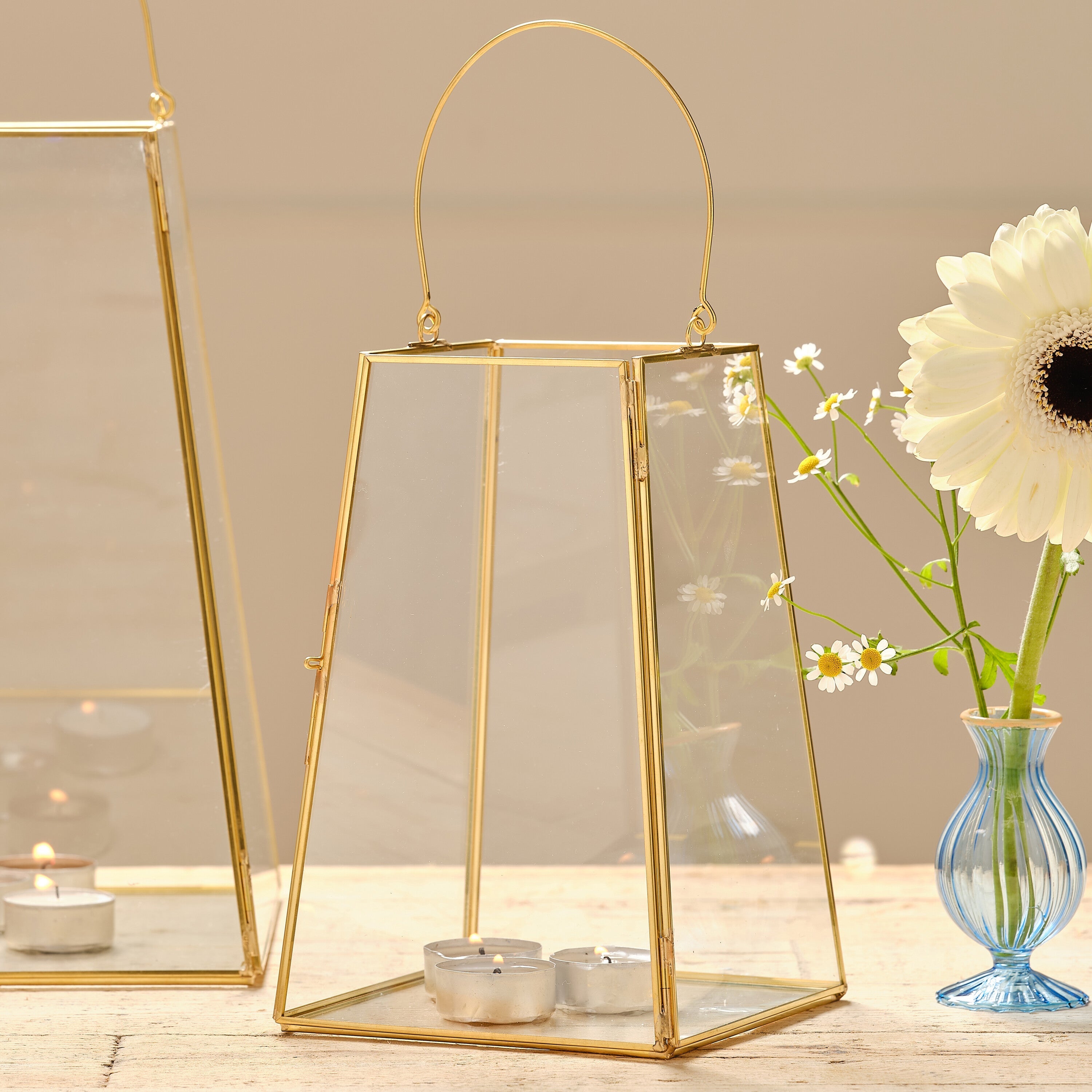 Gold Rimmed Glass Lanterns- 1 Inner Pack