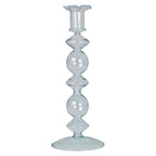 Large Blue Glass Bubble Dinner Candle Holder