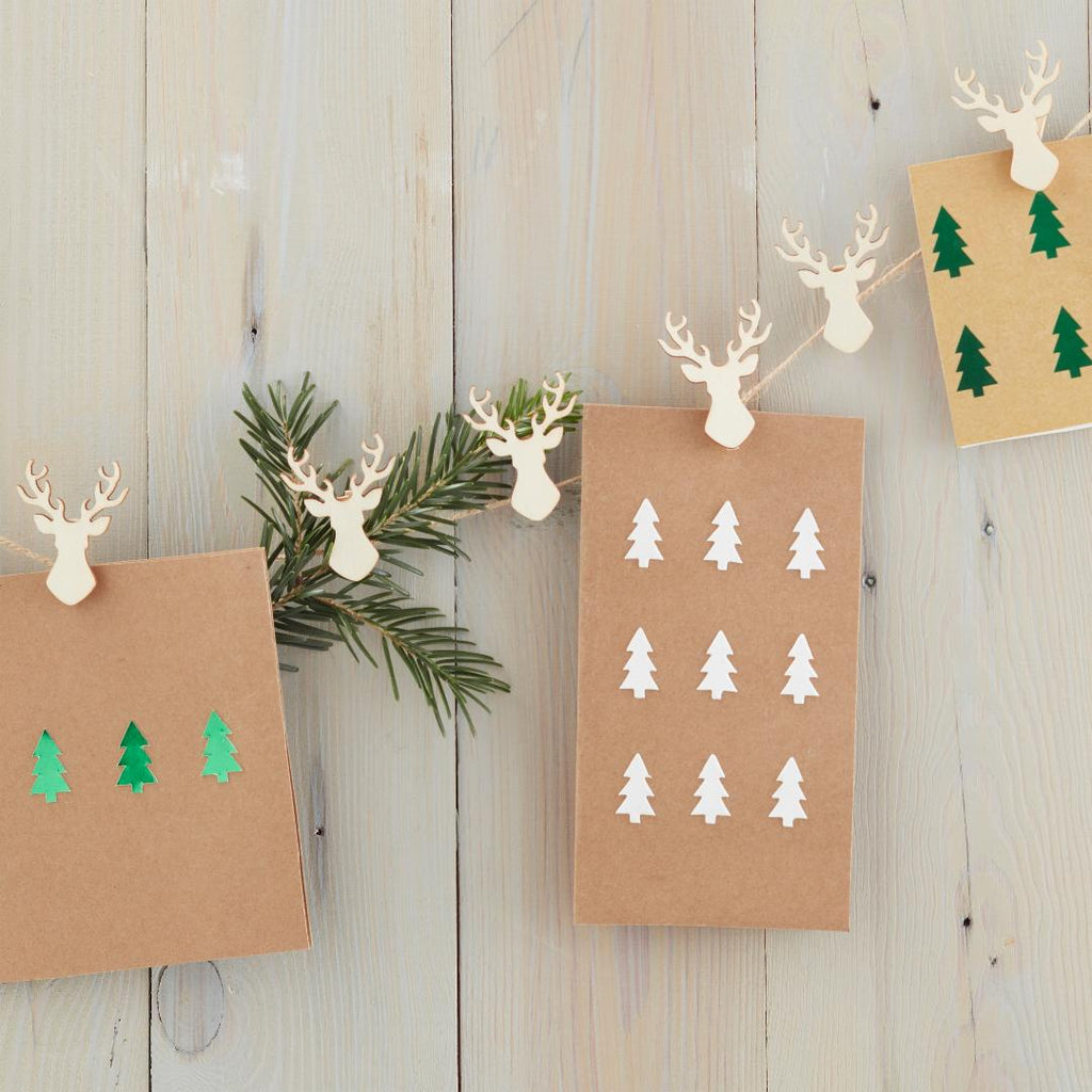 Stag Shaped Peg & Twine Christmas Card Holder Kit - Beales department store