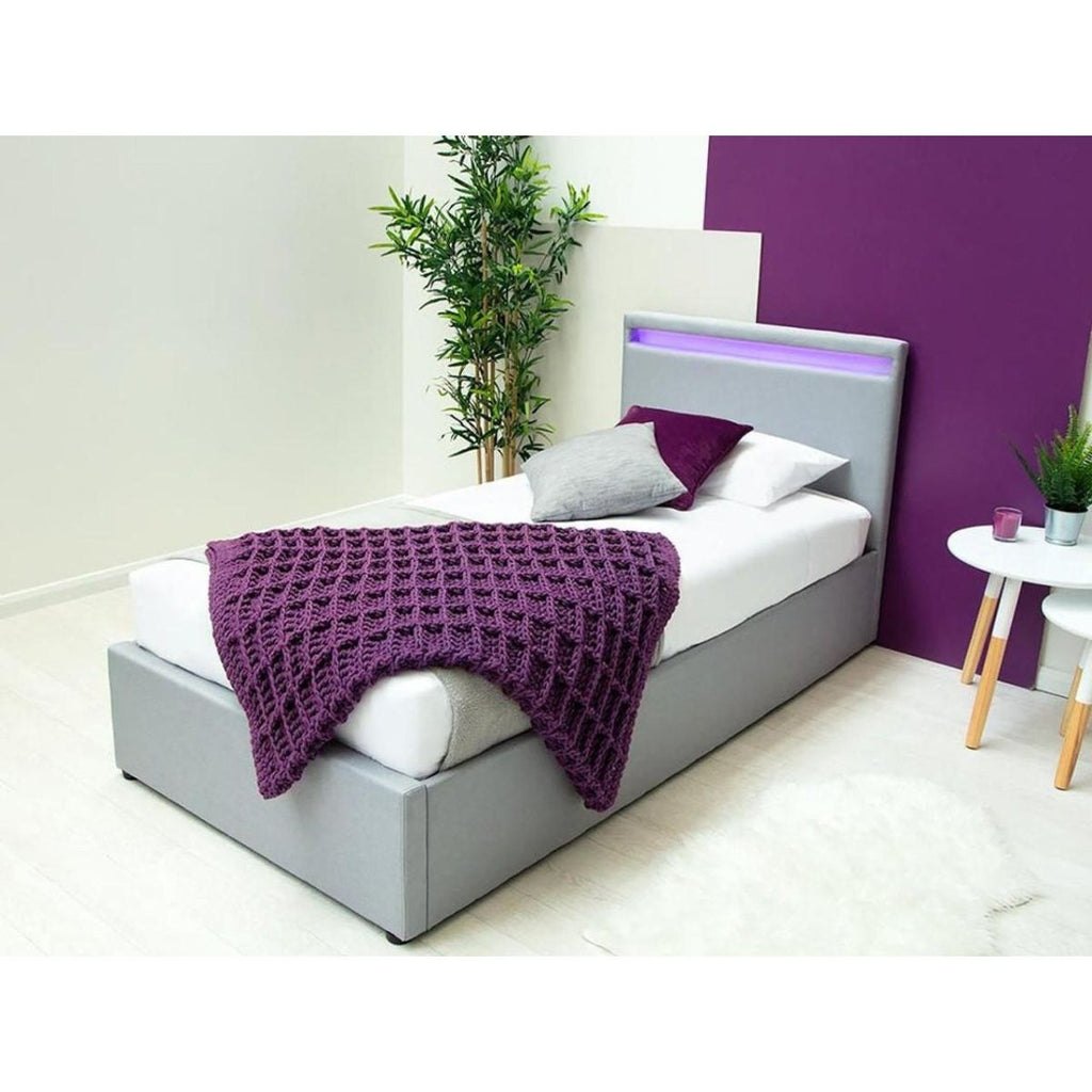 Stanlake LED Fabric Grey Fabric Ottoman Storage Bed - Beales department store