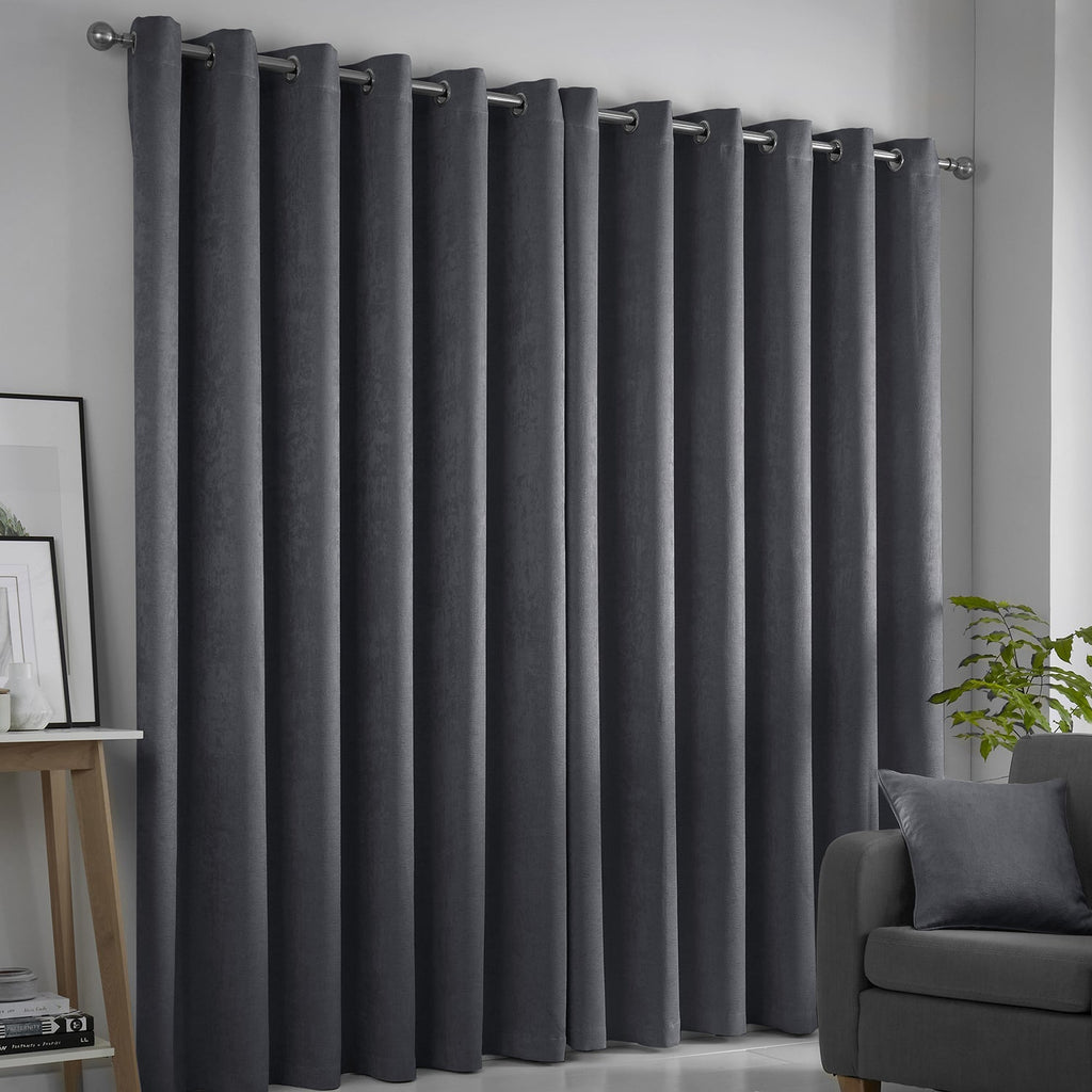 Strata Charcoal Grey Dim Out Eyelet Curtains