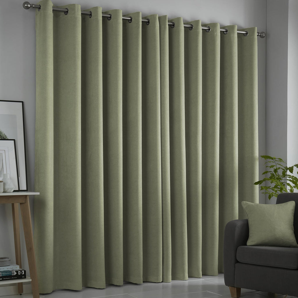 Strata Green Dim Out Eyelet Curtains