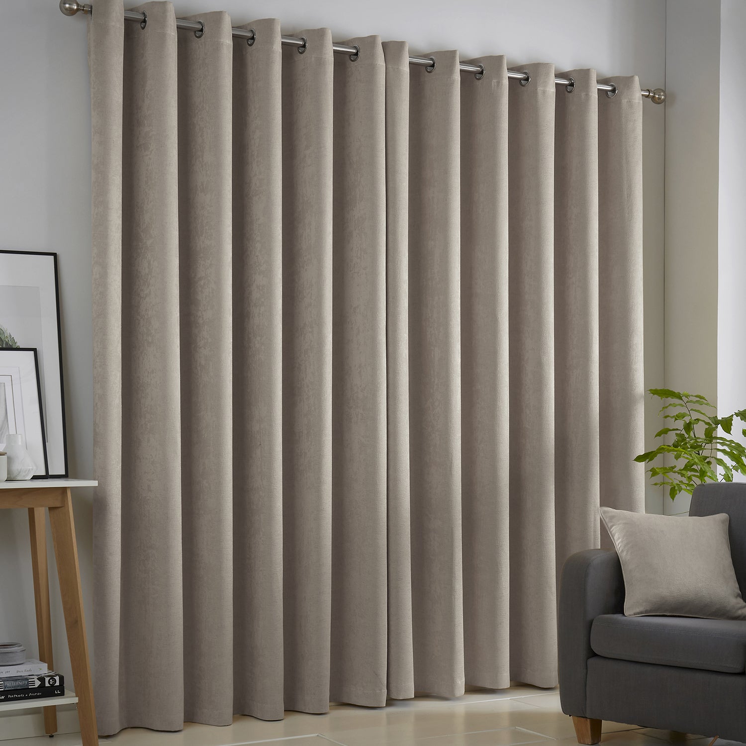 Strata Natural Dim Out Eyelet Curtains