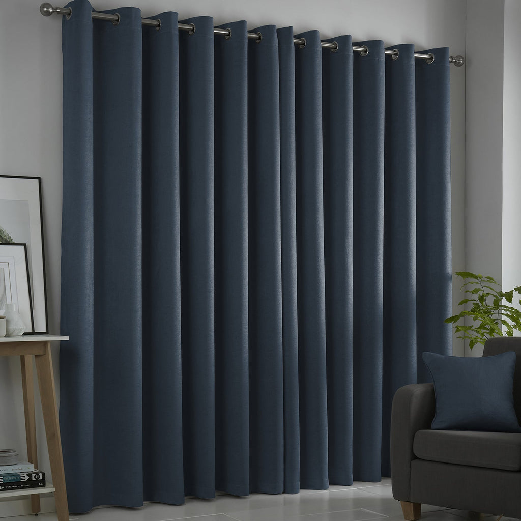 Strata Navy Dim Out Eyelet Curtains