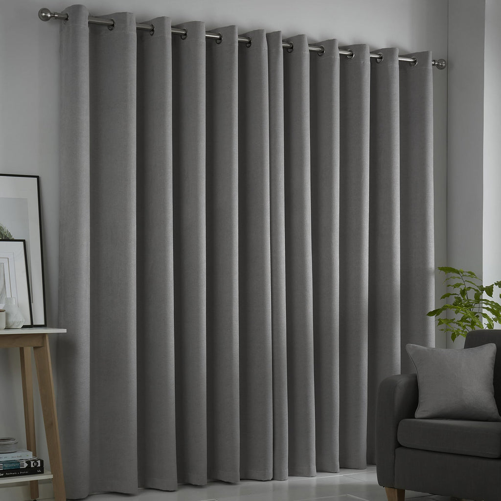 Strata Silver Grey Dim Out Eyelet Curtains