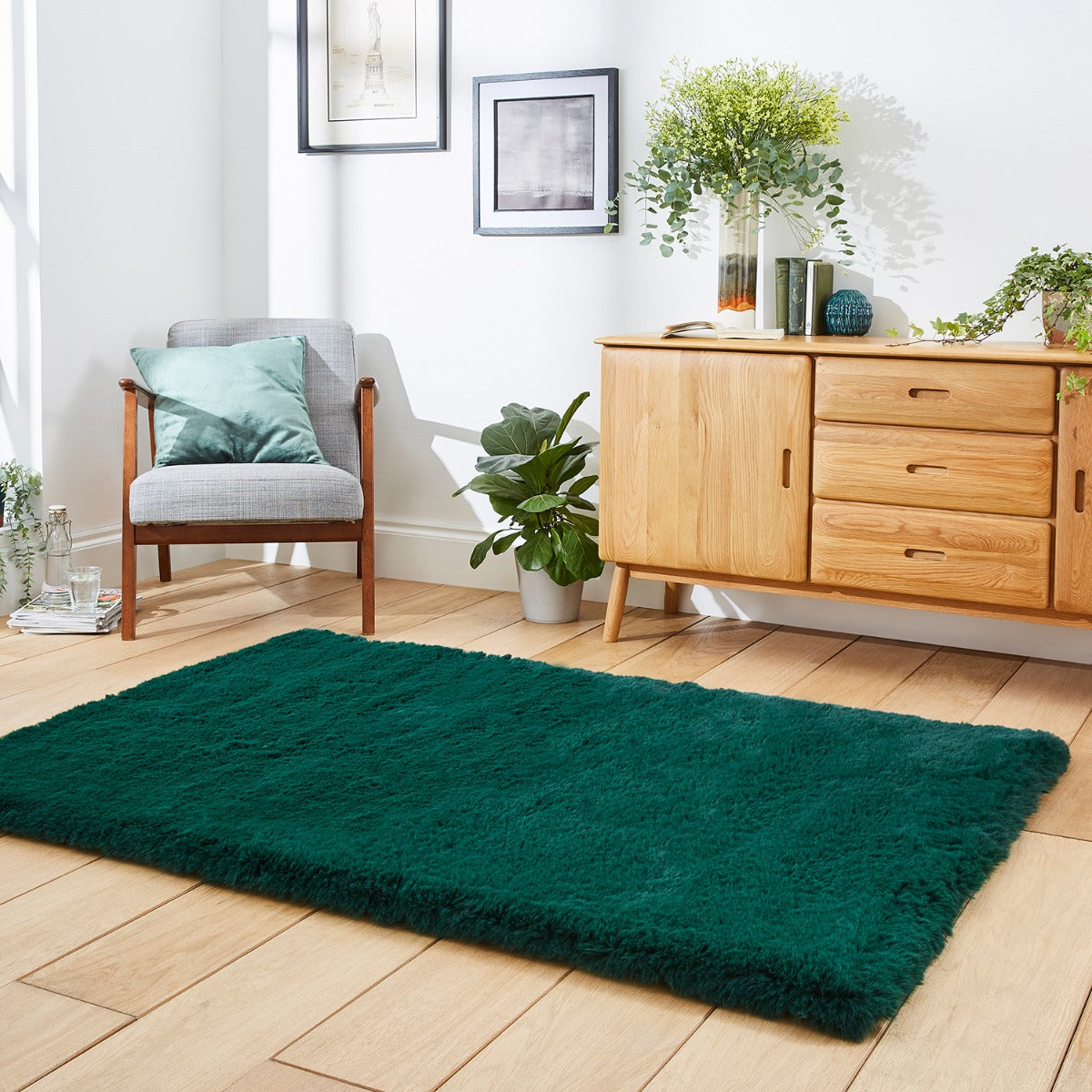 Super Teddy Emerald Green Shaggy Rug