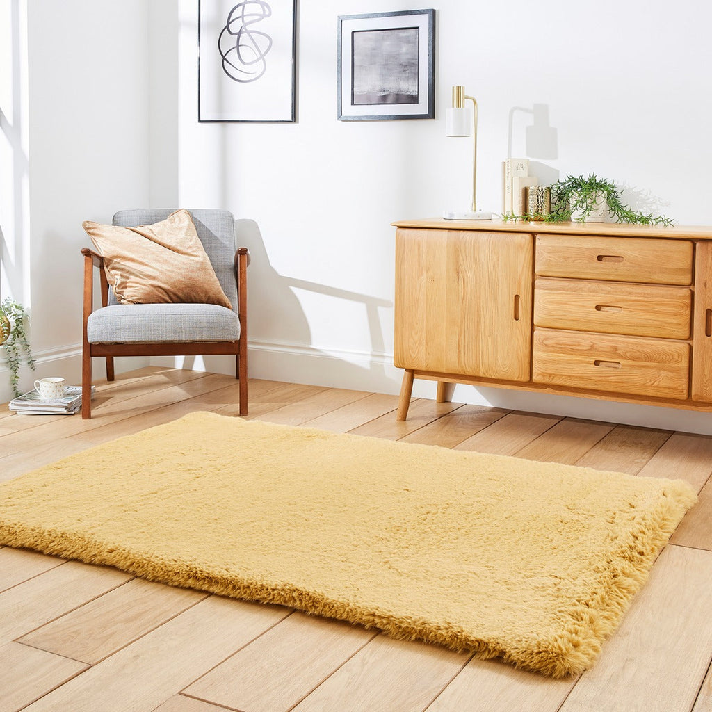 Super Teddy Mustard Yellow Shaggy Rug
