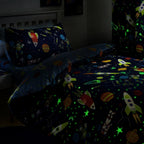 Supersonic Space Blue Glow-in-the-Dark Kids Duvet Set