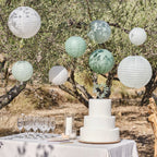 Sage & Cream Paper Lantern Hanging Decorations