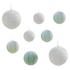 Sage & Cream Paper Lantern Hanging Decorations- 5 Inner Pack