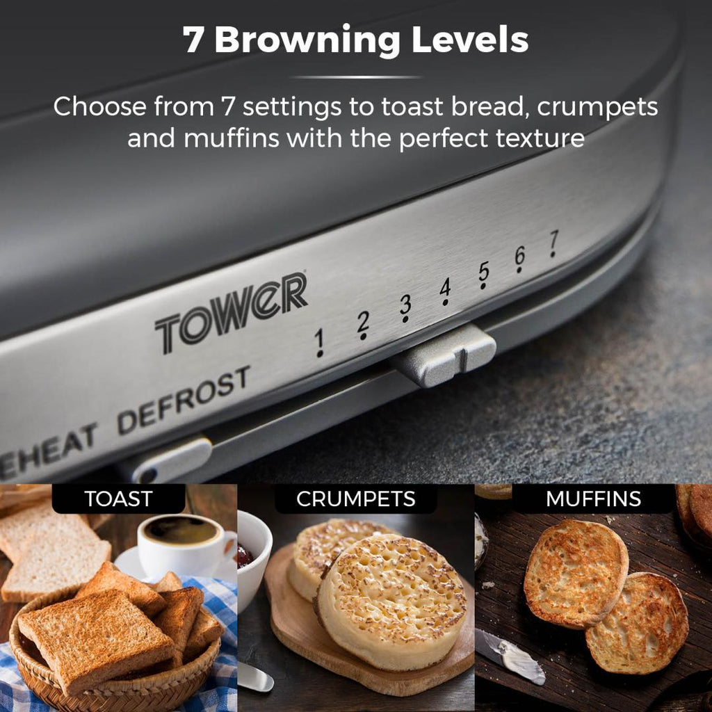 T20043GR Tower Belle 2 Slice Toaster - Graphite - Beales department store