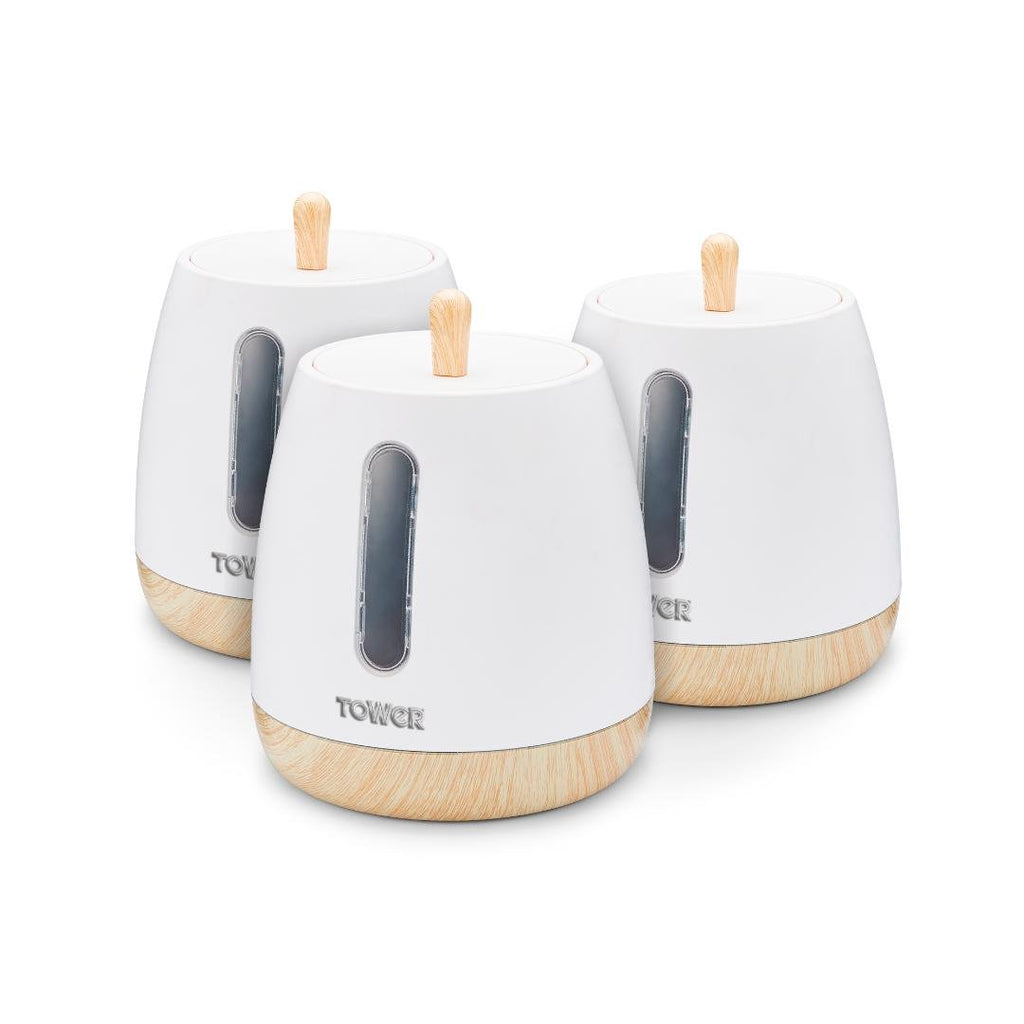 T826031W Tower Scandi 3 Piece Canister Set White - Beales department store