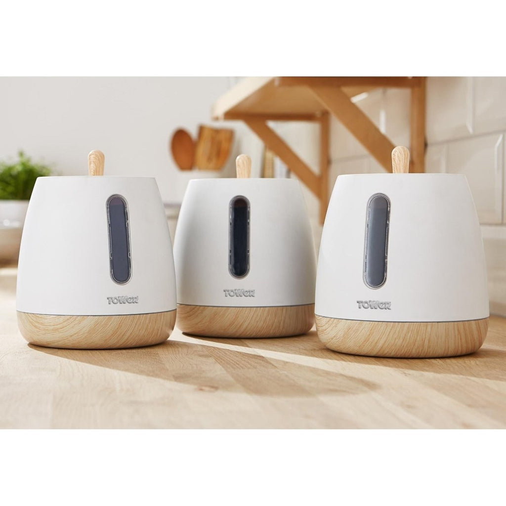 T826031W Tower Scandi 3 Piece Canister Set White - Beales department store