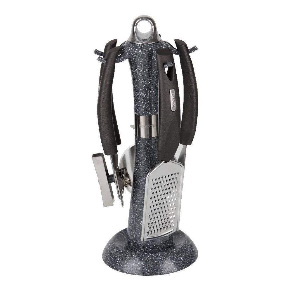 T832031 Tower 4 Piece Gadget Set Graphite Cerastone With Rotating Stand - Beales department store