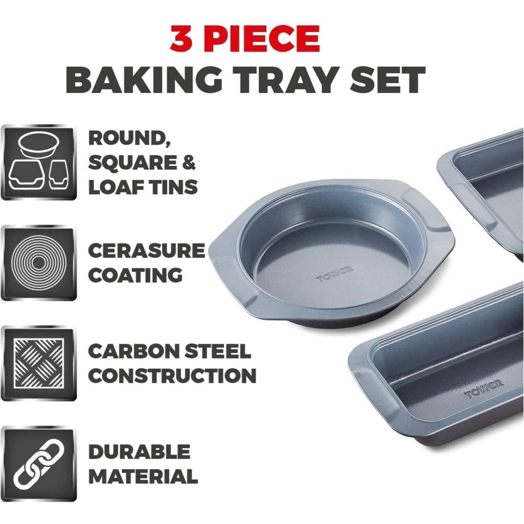 T843073 Tower Cerasure 3 Piece Baking Tray Set - Beales department store