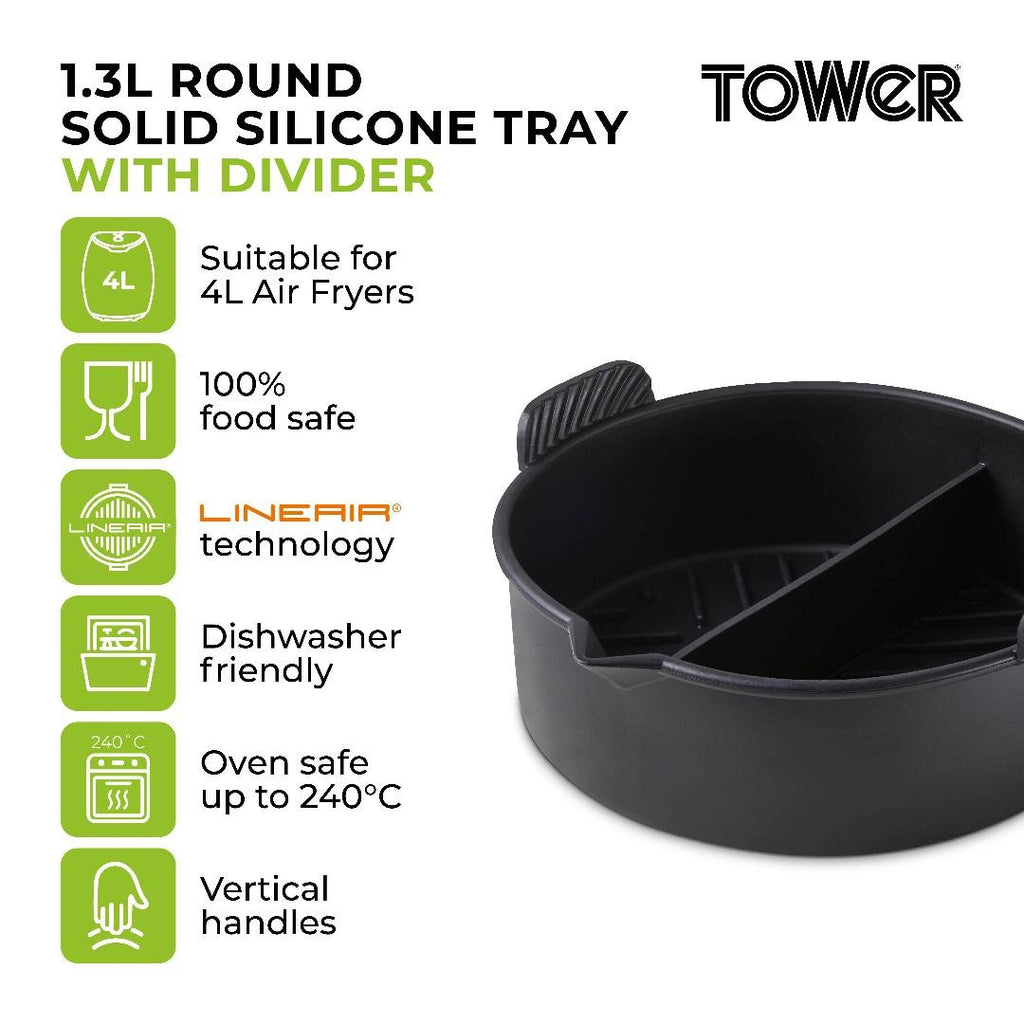 T843094 Tower Round Solid Tray With Divider - Beales department store