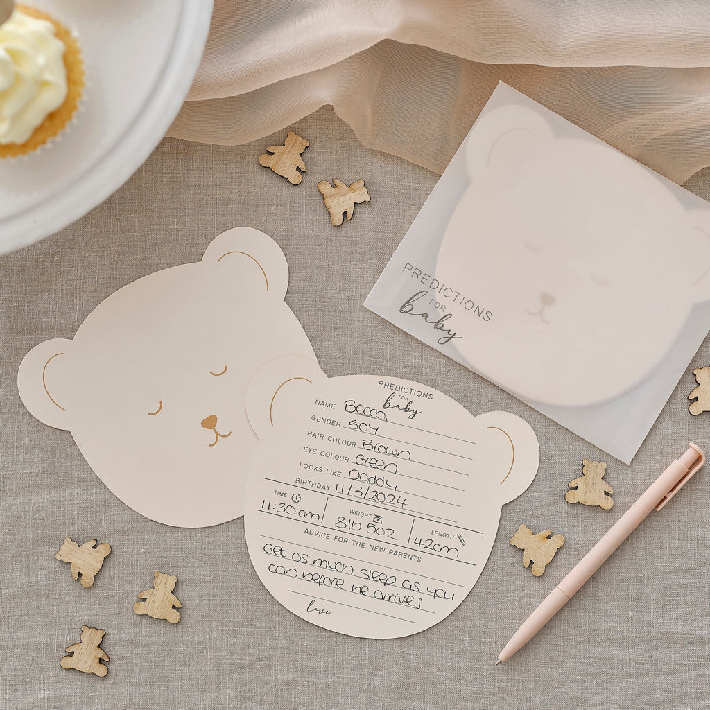 Teddy Bear Baby Shower Prediction Game Cards- 10 Inner Pack