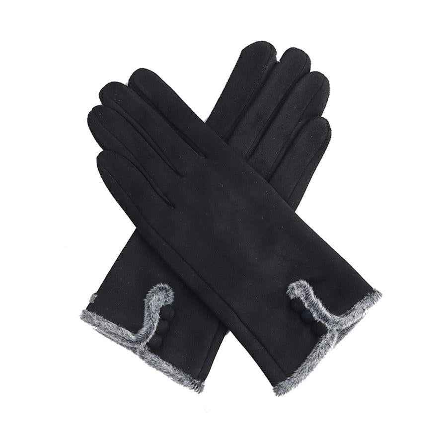 The Posh Store Button Detail Glove - Black - Beales department store