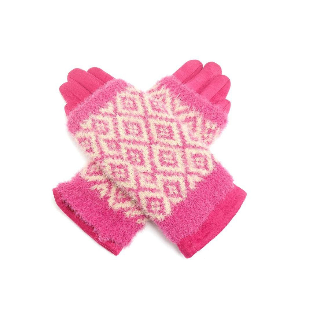 The Posh Store Gaynor 2 In 1 Pattern Glove - Cerise - Beales department store