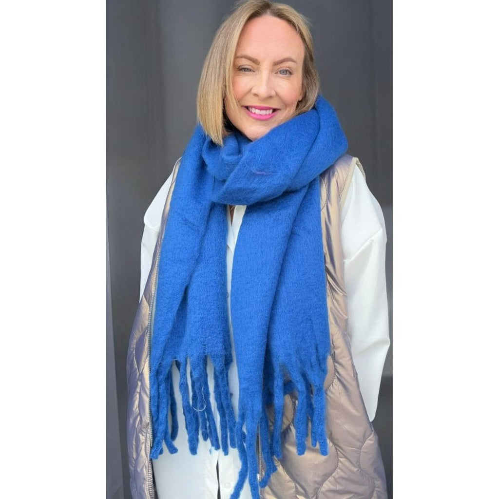 The Posh Store Plain Chunky Scarf - Royal Blue - Beales department store