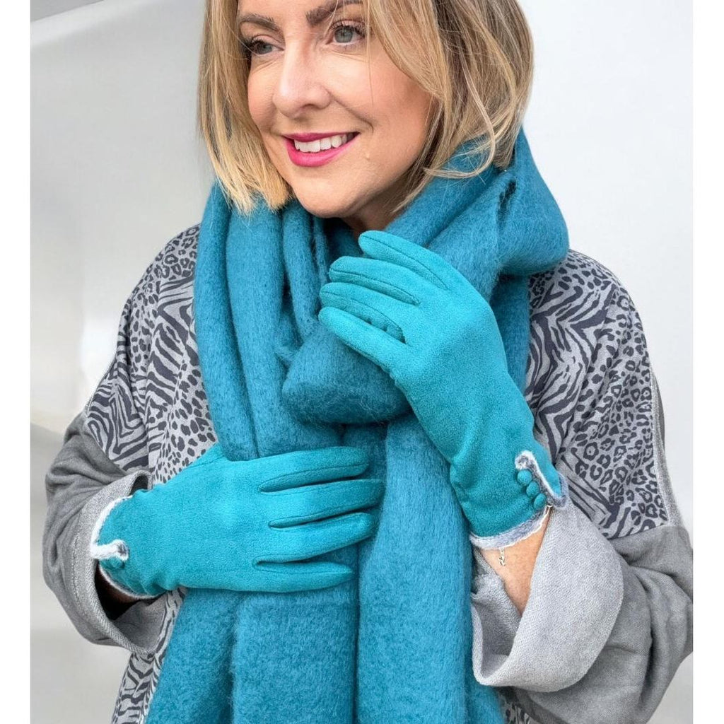 The Posh Store Plain Chunky Scarf - Teal - Beales department store