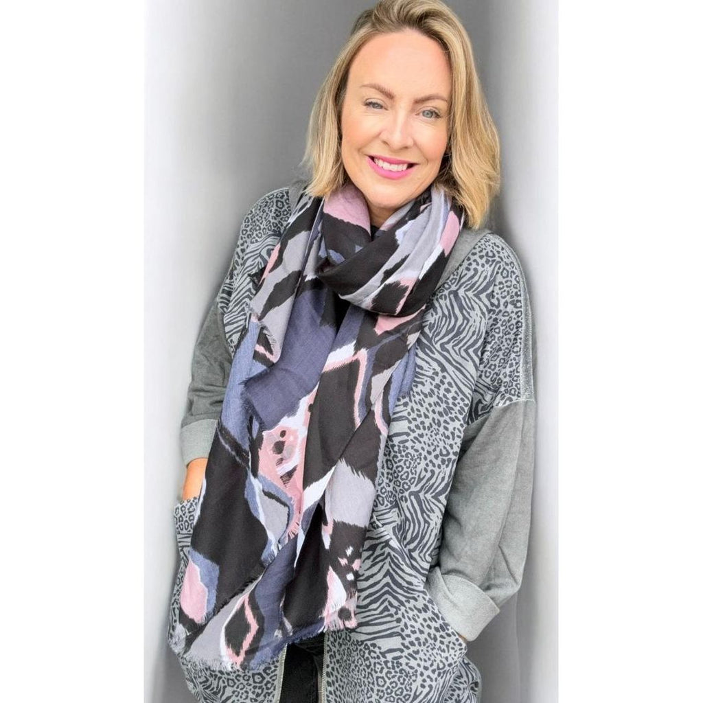 The Posh Store Scarf - Pink/Grey - Beales department store