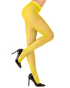 Neon Yellow Fishnet Tights - One Size