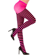 Black & Pink Striped Tights - Adult