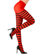 Black & Red Striped Tights - Adult