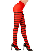 Black & Red Striped Tights - Adult