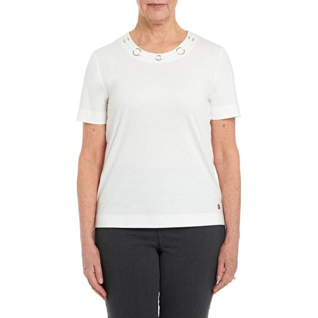 TIGI Circle Neckline Top - Ivory - Beales department store