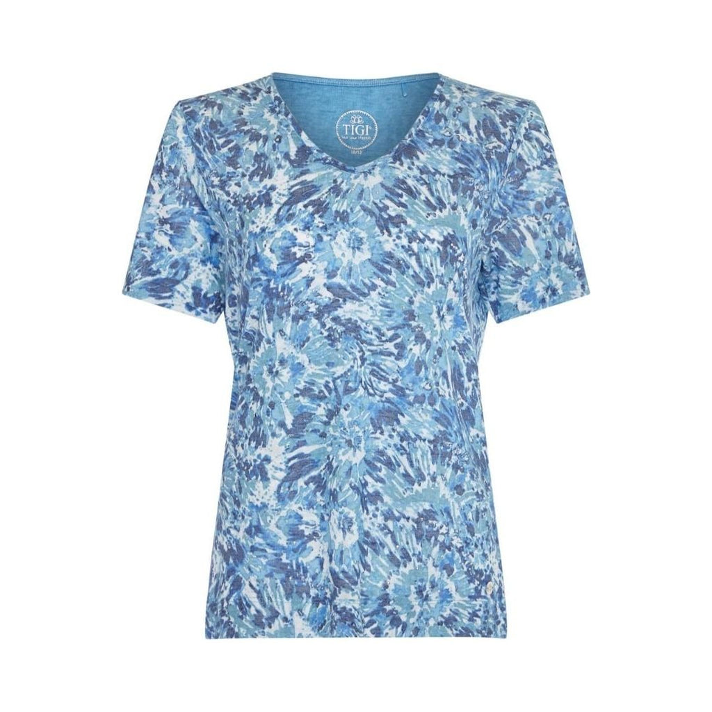 TIGI Lagoon Printed V - Neck Top - Beales department store